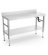 Table inox adossée avec système manuel d'élévation