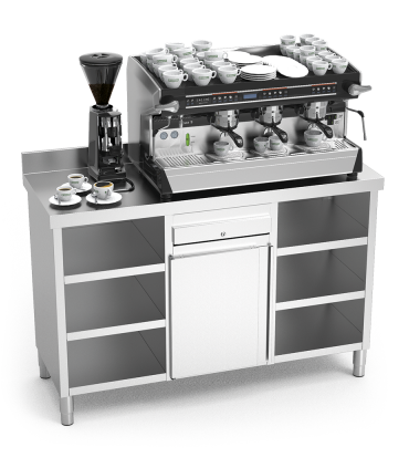 Meuble pour cafetière en acier inoxydable