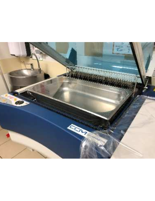 Soudeuse en L pour film alimentaire format bac gastro avec chariot support