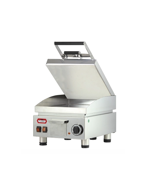 Plaque à snacker lisse avec presse en chrome - 5 kW