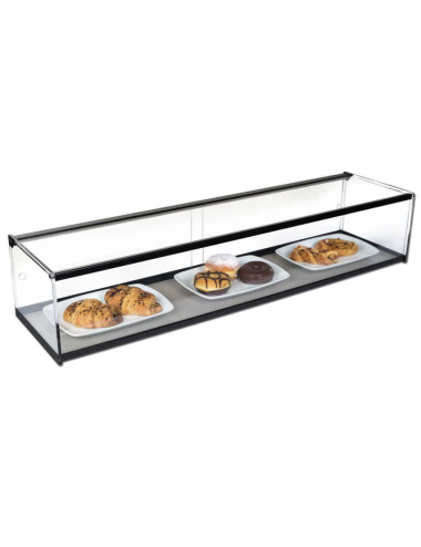 Vitrine neutre plat en aluminium anodisé 1212 mm fermé à l'arrière avec portes coulissante