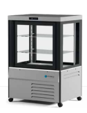 Vitrine pâtissière positive DESIGN 4 faces vitrées plateaux en verre gris Vitrine pâtissière positive DESIGN 4 faces vitrées plateaux en verre gris