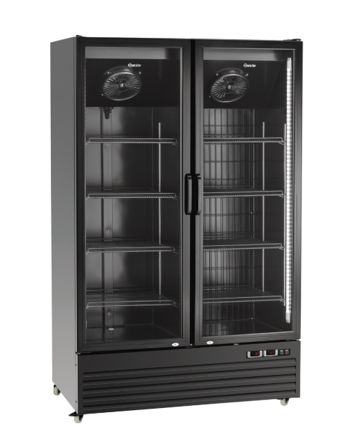 Réfrigérateur Congélateur 2 portes vitrée coloris noir