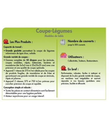 Coupe légumes jusqu'à 300 couverts