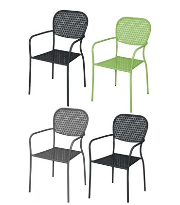 Lot de 4 fauteuils avec accoudoirs en acier