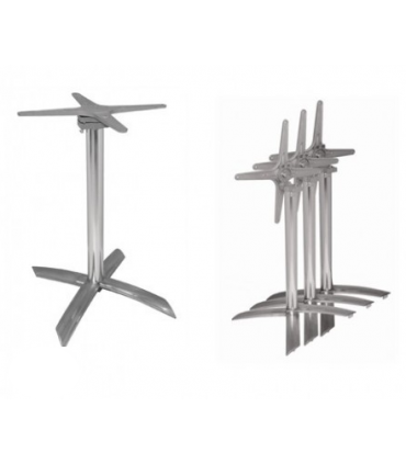 Pied de table en acier inoxydable et chromé