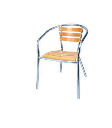 Lot de 4 fauteuils en frêne et alu empilables