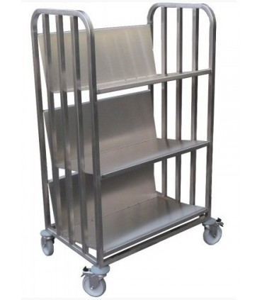Chariot de transport inox pour assiettes