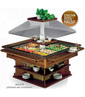 Buffet salad bar réfrigérée en bois massif grand modèle