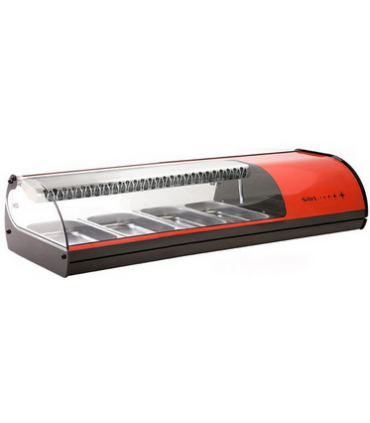 Vitrine à sushi pour 4 bacs GN 1/3 coloris rouge - Photo non contractuelle