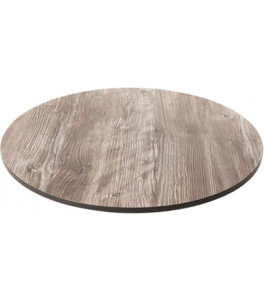 Plateau de table rond compact - coloris pin vieilli