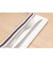 Boîte de 10 serviettes de table bistro avec rayures noires en polyester