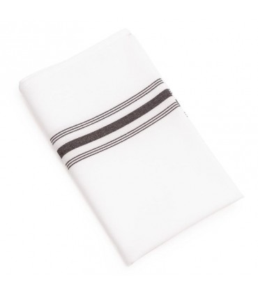 Boîte de 10 serviettes de table bistro avec rayures noires en polyester